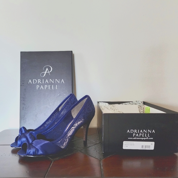 Franscesca Indigo Satin heels by Adrianna Papell - Picture 1 of 4